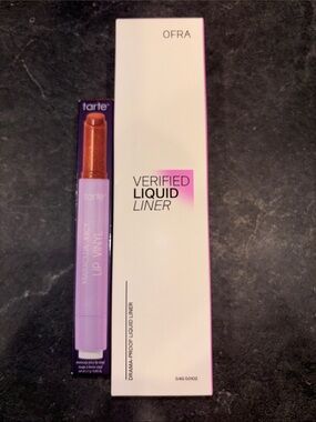 OFRA Verified Liquid Liner — Tarte Maracuja lip vinyl Shimmering Cinnamon spice